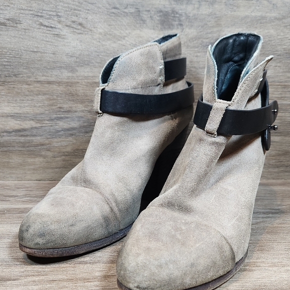 Rag & Bone Harrow Suede Leather Distressed Heeled Booties Ankle Boots Sz 38.5/ 8 - Picture 10 of 12
